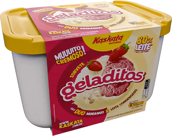 Geladitos Morango e leite condensado